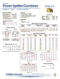 Datasheet ZFSC-2-6 manufacturer Mini-Circuits