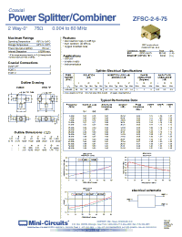 Datasheet ZFSC-2-6-75 manufacturer Mini-Circuits