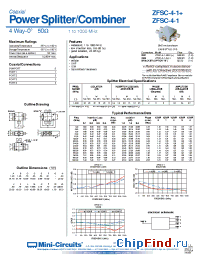 Datasheet ZFSC-4-1B-S manufacturer Mini-Circuits