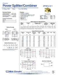 Datasheet ZFSCJ-2-1B manufacturer Mini-Circuits