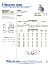Datasheet ZMY-1 manufacturer Mini-Circuits