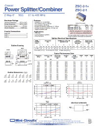 Datasheet ZSC-2-1+ manufacturer Mini-Circuits