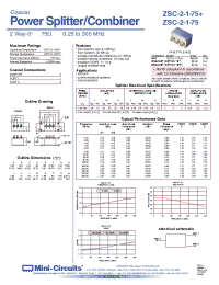 Datasheet ZSC-2-1-75BR+ manufacturer Mini-Circuits