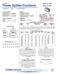Datasheet ZSC-2-1WBR+ manufacturer Mini-Circuits
