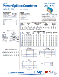 Datasheet ZSC-4-1-75+ manufacturer Mini-Circuits