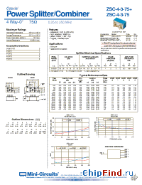 Datasheet ZSC-4-3-75+ manufacturer Mini-Circuits