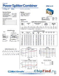 Datasheet ZSC-4-3B manufacturer Mini-Circuits