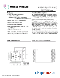 Datasheet V62C1801024LL-70B manufacturer Mosel
