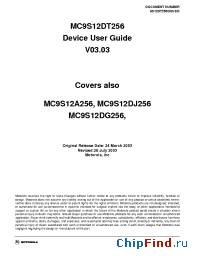 Datasheet 9S12DT256DGV3 manufacturer Motorola