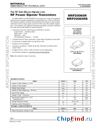 Datasheet MRF20060RS manufacturer Motorola