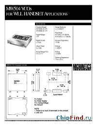 Datasheet MW504 manufacturer Micronetics Wireless