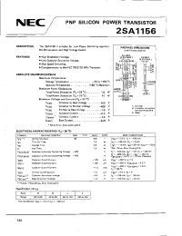 Datasheet 2SA1156 manufacturer NEC