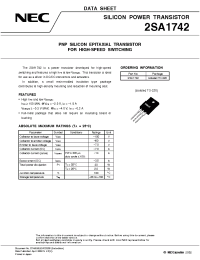 Datasheet 2SA1742 manufacturer NEC