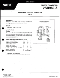 Datasheet 2SB962 manufacturer NEC