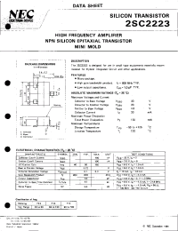 Datasheet 2SC2223-T1B manufacturer NEC