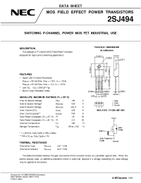 Datasheet 2SJ494 manufacturer NEC