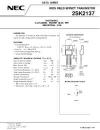 Datasheet 2SK2137 manufacturer NEC