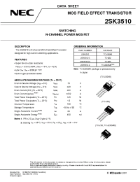 Datasheet 2SK3510 manufacturer NEC