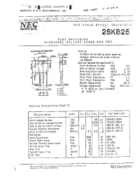 Datasheet 2SK825 manufacturer NEC