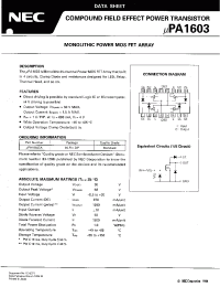Datasheet UPA1603 manufacturer NEC