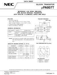 Datasheet UPA807T manufacturer NEC