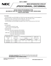 Datasheet UPD23C32040ALGX-xxx manufacturer NEC