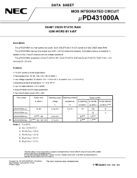 Datasheet UPD431000AGZ-B10-KJH manufacturer NEC