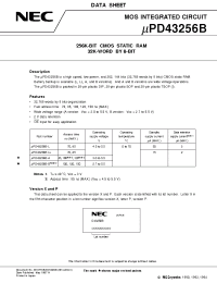 Datasheet UPD43256BGW-B12-9JL manufacturer NEC