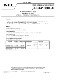 Datasheet UPD441000LGU-B10X-9KH manufacturer NEC