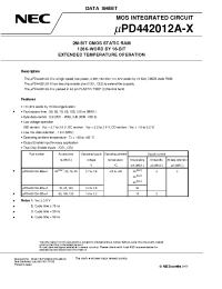 Datasheet UPD442012AGY-BB55X-MJH manufacturer NEC