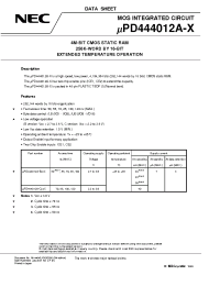 Datasheet UPD444012AGY-B10X-MJH manufacturer NEC
