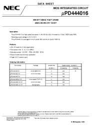 Datasheet UPD444016G5-8-7JF manufacturer NEC
