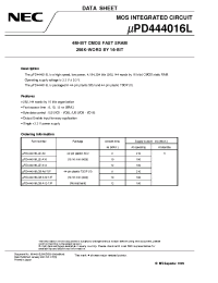 Datasheet UPD444016LG5-A10-7JF manufacturer NEC