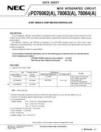 Datasheet UPD78062A manufacturer NEC