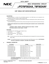 Datasheet UPD78F0034AYGC-8BS manufacturer NEC