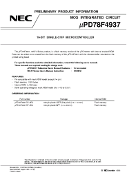 Datasheet UPD78F4937 manufacturer NEC