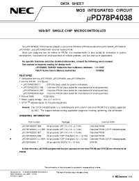 Datasheet UPD78P4038YGC-XXX-8BT manufacturer NEC
