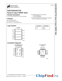 Datasheet 54ACT00 manufacturer National Semiconductor