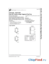 Datasheet 54ACT109MDS manufacturer National Semiconductor