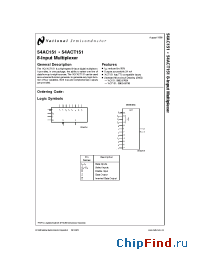 Datasheet 54ACT151F manufacturer National Semiconductor
