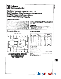Datasheet 54LS112 manufacturer National Semiconductor