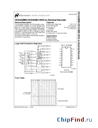 Datasheet CD4028 manufacturer National Semiconductor