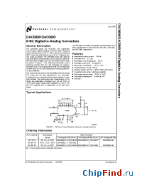 Datasheet DAC0802LCN manufacturer National Semiconductor