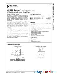 Datasheet LM4890ITL manufacturer National Semiconductor