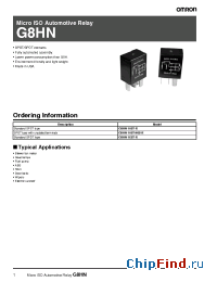 Datasheet G8HN-1A2T-H62-R manufacturer Omron