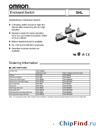 Datasheet SHL-Q2155-01 manufacturer Omron