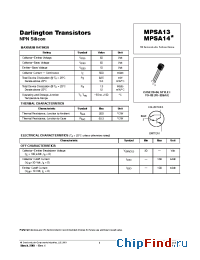 Datasheet MPSA13RLRA manufacturer ON Semiconductor