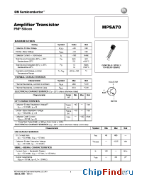 Datasheet MPSA70RLRM manufacturer ON Semiconductor