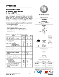 Datasheet MTD9N10ET4 manufacturer ON Semiconductor