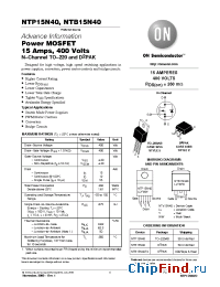 Datasheet NTB15N40 manufacturer ON Semiconductor